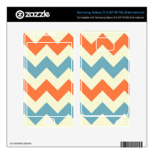 Orange blue chevron zigzag stripes zig zag pattern samsung galaxy s II decal