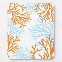 Orange & Blue Coral Mousepad