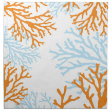 Orange & Blue Coral Napkins