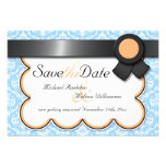 Orange & Blue Damask Save the Date Announcements