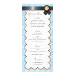 Orange & Blue Damask Wedding Reception Menu Rack Card Design