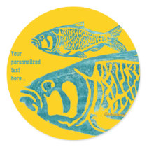 Orange Blue Fishes Personalized Stickers by lillyarts Orange Blue Fishes Personalized Stickers