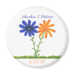 Orange & Blue Flower Save the date wedding magnets magnets