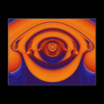 Orange & Blue Fractal Postcard postcards