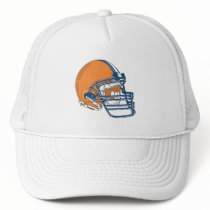 Orange blue helmet trucker hat