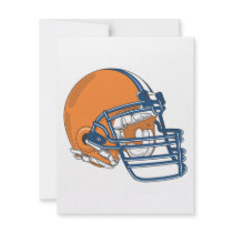 Orange blue helmet personalized invitations