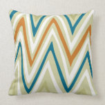 Orange Blue Lime and Cream ZigZag Design Pillow pillows