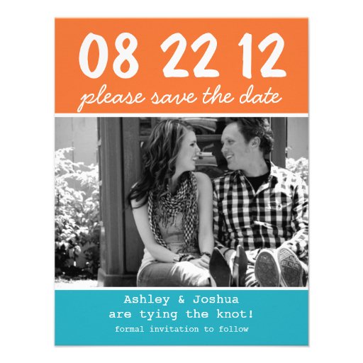 Orange & Blue Save The Date Announcements