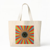 Orange Blue Sunburst Fractal Bags