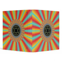 Orange Blue Sunburst Fractal Binders