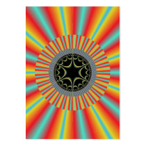 Orange Blue Sunburst Fractal Business Card Template
