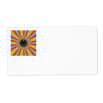 Orange Blue Sunburst Fractal Personalized Shipping Labels