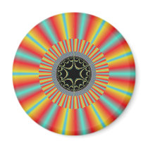 Orange Blue Sunburst Fractal Magnet