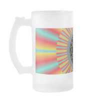 Orange Blue Sunburst Fractal Coffee Mug
