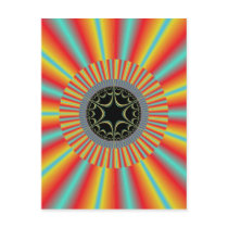 Orange Blue Sunburst Fractal Post Cards