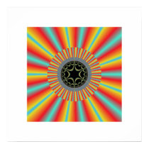 Orange Blue Sunburst Fractal Poster