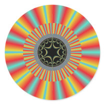 Orange Blue Sunburst Fractal Sticker