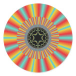 Orange Blue Sunburst Fractal Sticker