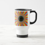 Orange Blue Sunburst Fractal Travel Mug