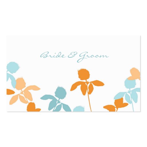 Orange Blue Wedding Table Place Setting Cards Business Card Templates (back side)