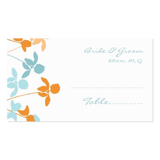 Orange Blue Wedding Table Place Setting Cards Business Card Templates (front side)