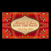 Orange Bohemian Save the Date Business Card sized  business cards