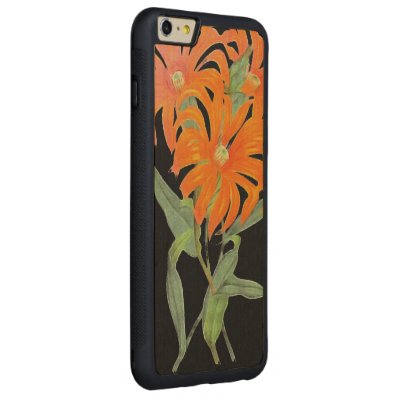 Orange Botanical Vintage Flowers Carved® Maple iPhone 6 Plus Bumper Case