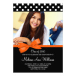 Orange Bow Polka Dot Photo Graduation Announcement