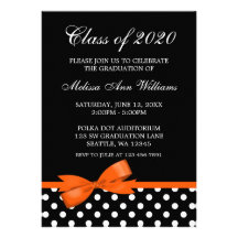 Orange Bow Polka Dots Graduation Announcement