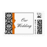 Orange Bow with Damask Wedding Postage