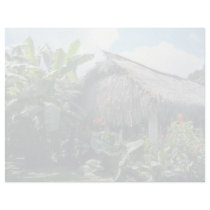 Orange Bri-Bri thatched roof cabin flowers Custom Letterhead