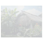 Orange Bri-Bri thatched roof cabin flowers Custom Letterhead