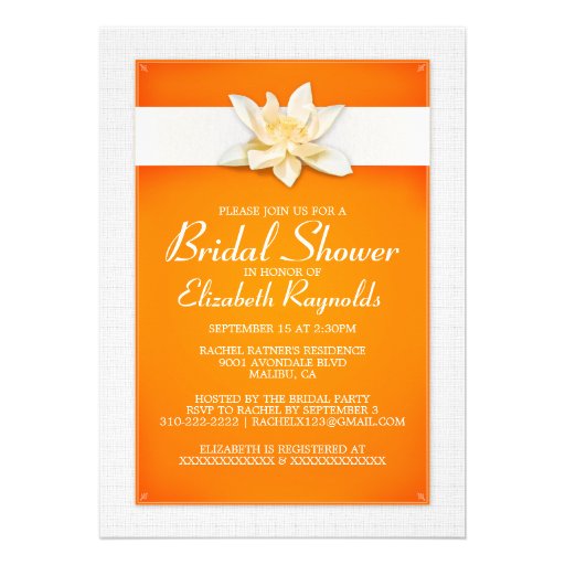 Orange Bridal Shower Invitations