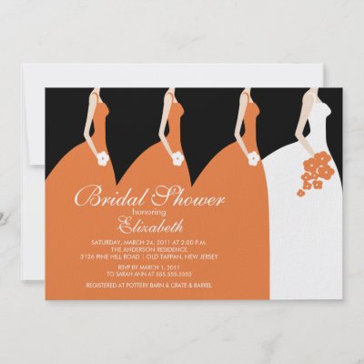 Orange Bride Bridesmaids Bridal Shower Invitation