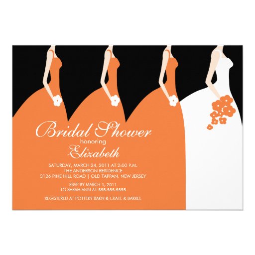 Orange Bride Bridesmaids Bridal Shower Invitation
