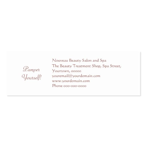 Orange brown art nouveau salon spa business card (back side)