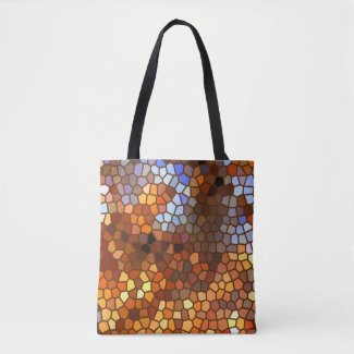 Orange Brown Autumn Mosaic Abstract Tote Bag