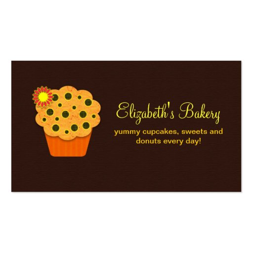 orange brown cupcakes bakery business card