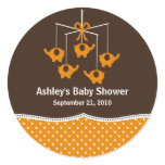Orange & Brown Elephant Mobile Baby Shower stickers