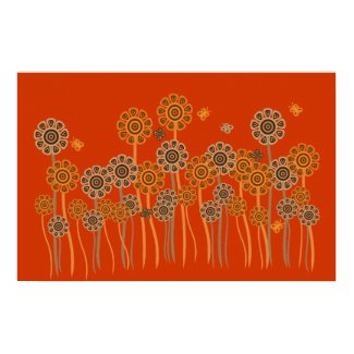 Orange & brown retro garden canvas art print print