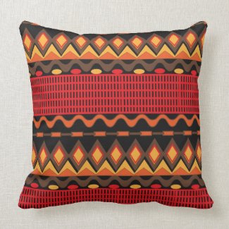 Orange Brown Tribal Patterned Throw Pillows