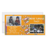 Orange Bubbles Birthday Invitation with Photo Photo Card Template