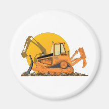 Orange Bulldozer Sun Fridge Magnets