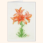 Orange Burst watercolor art greeting card cards