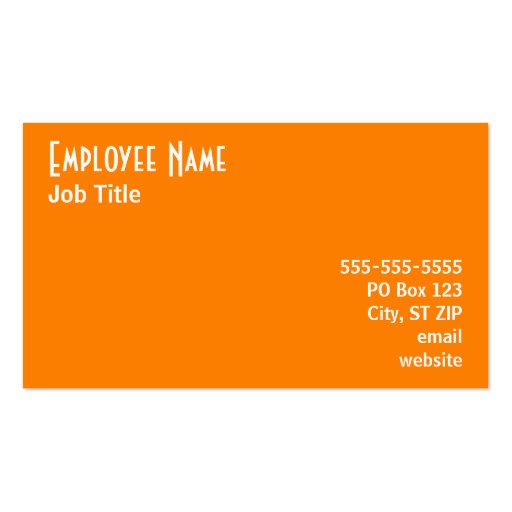 Orange Business Card (back side)