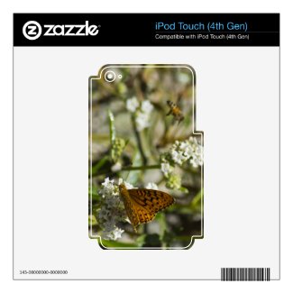 Orange Butterfly and Bee Decal For Ipod Touch 4g