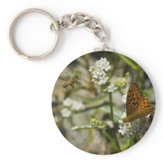 Orange Butterfly and Bee Keychain