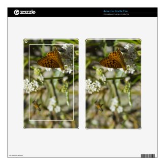 Orange Butterfly and Bee Kindle Fire Skin