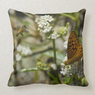 Orange Butterfly and Bee Pillow