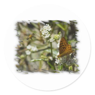 Orange Butterfly and Bee Sticker